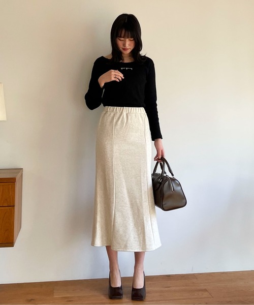 EPIMI E'PIMMY(エピミエピミー)の「アソートボートネックプルオーバー(Tシャツ/カットソー・レディース・ブラック/オフホワイト/ホワイト×ブラック・MEDIUM)」の8枚目の写真