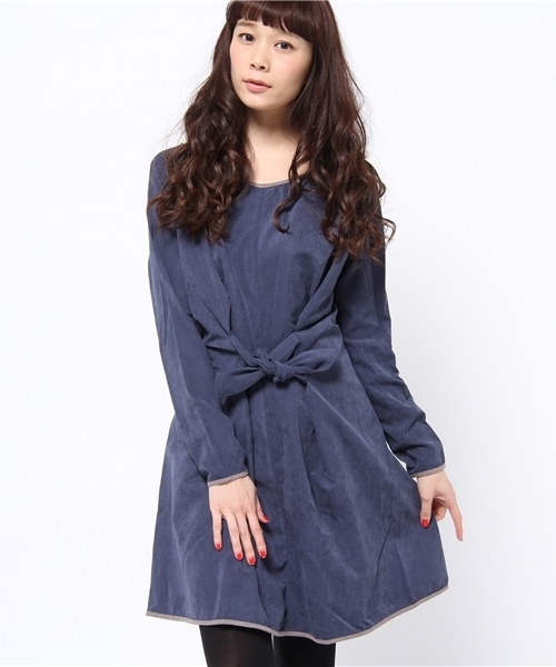 OUTLET（アウトレット）の「【Ciaopanic】ピーチ起毛前結ビワンピース（ワンピース・レディース・ブラック/モスグリーン/ネイビー・FREE）」の3枚目の写真