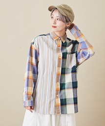 CUBE SUGAR | 空紡糸 レギュラーカラー 長袖 チェックシャツ(シャツ/ブラウス)