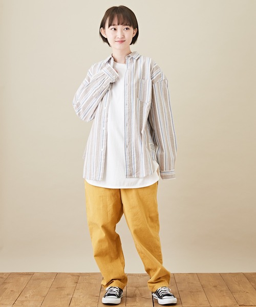 CUBE SUGAR(キューブシュガー)の「空紡糸 レギュラーカラー 長袖 チェックシャツ(シャツ/ブラウス・レディース・ベージュ/グリーン/マルチ/ラベンダー・M)」の20枚目の写真