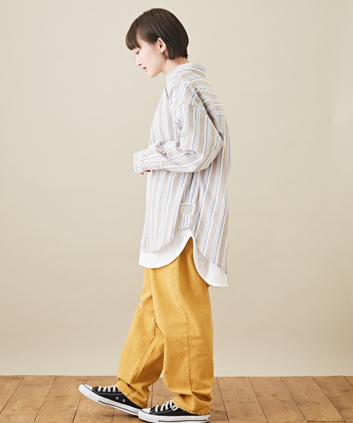 CUBE SUGAR(キューブシュガー)の「空紡糸 レギュラーカラー 長袖 チェックシャツ(シャツ/ブラウス・レディース・ベージュ/グリーン/マルチ/ラベンダー・M)」の21枚目の写真