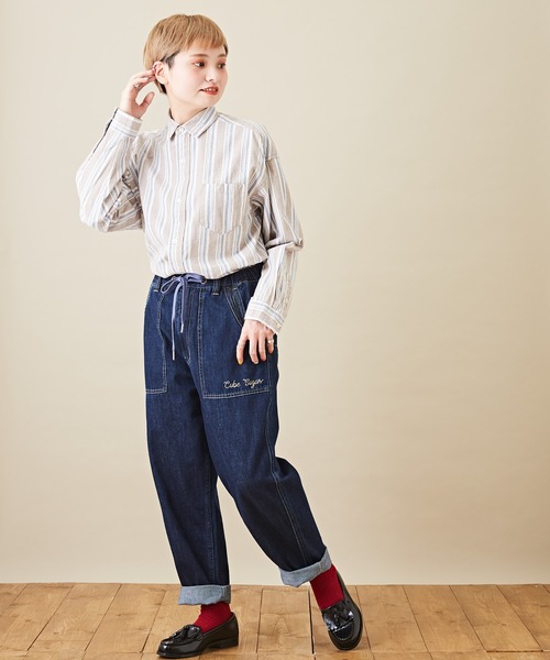 CUBE SUGAR(キューブシュガー)の「空紡糸 レギュラーカラー 長袖 チェックシャツ(シャツ/ブラウス・レディース・ベージュ/グリーン/マルチ/ラベンダー・M)」の19枚目の写真