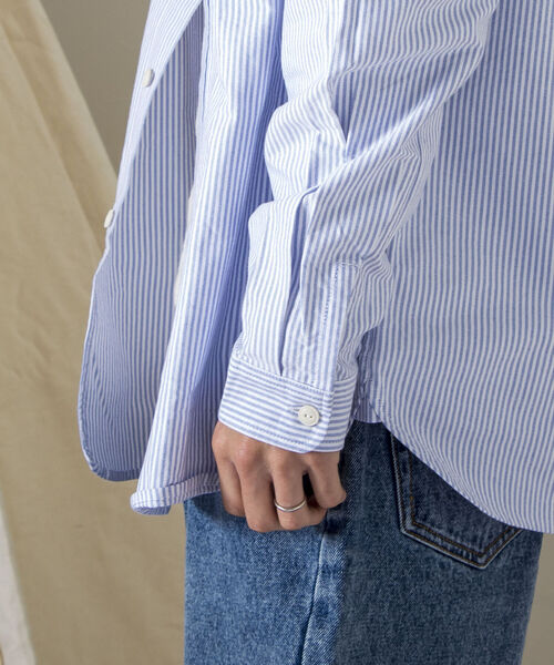 GEVACO(ゲバコ)の「【GEVACO/ゲバコ】バンドカラーOX ロングスリーブシャツ(シャツ/ブラウス・メンズ・ブルー系その他3/オフホワイト/ネイビー・SMALL/MEDIUM/LARGE)」の13枚目の写真