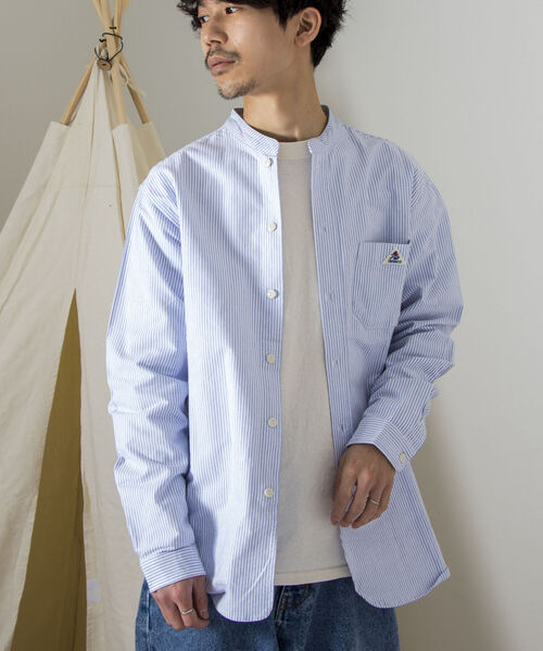 GEVACO(ゲバコ)の「【GEVACO/ゲバコ】バンドカラーOX ロングスリーブシャツ(シャツ/ブラウス・メンズ・ブルー系その他3/オフホワイト/ネイビー・SMALL/MEDIUM/LARGE)」の16枚目の写真