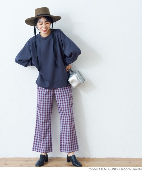 coca（coca）（コカ）の「柔らかタッチギンガムチェックパンツ（その他パンツ・レディース・ブルー・M/L）」の8枚目の写真