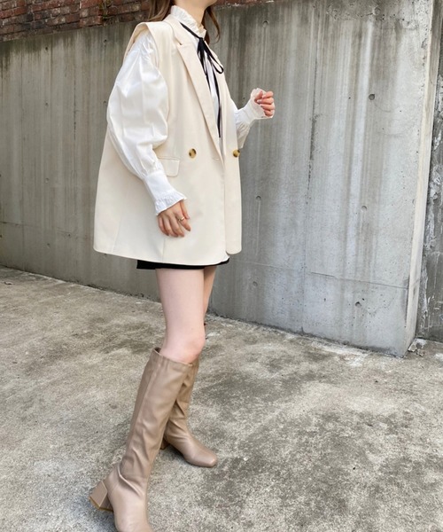one after another NICE CLAUP(ワンアフターアナザーナイスクラップ)の「ボウタイスタンドカラーチュニック(シャツ/ブラウス・レディース・オフホワイト/ホワイト系その他/ベージュ/ベージュ系その他・FREE)」の9枚目の写真