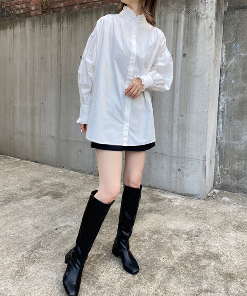 one after another NICE CLAUP(ワンアフターアナザーナイスクラップ)の「ボウタイスタンドカラーチュニック(シャツ/ブラウス・レディース・オフホワイト/ホワイト系その他/ベージュ/ベージュ系その他・FREE)」の13枚目の写真
