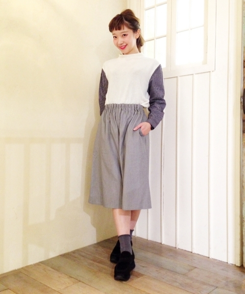 Kastane（カスタネ）の「【Kastane】Wタックガウチョパンツ（その他パンツ・レディース・グレー/カーキ/ネイビー・FREE）」の6枚目の写真