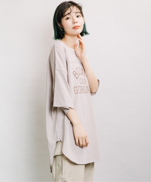 refinedworks（リファインドワークス）の「カレッジロゴTN（Tシャツ/カットソー・レディース・チャコールグレー/ベージュ/ブルー・FREE）」の17枚目の写真