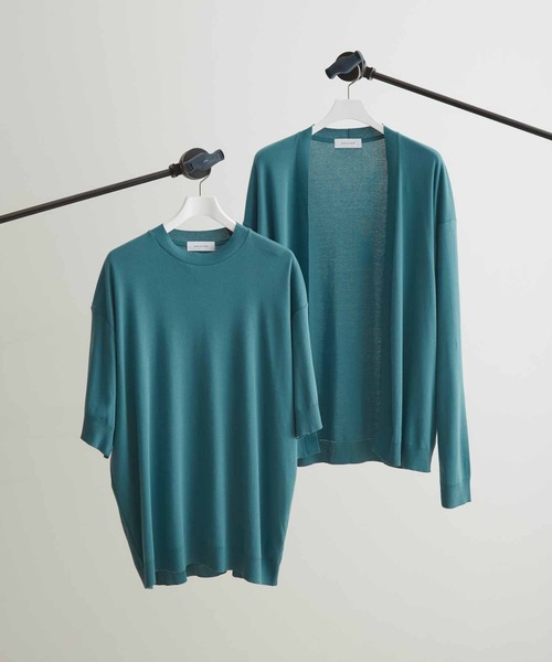 ADAM ET ROPE'(アダムエロペ)の「【2点セット】セーターマシーン カーディガン&半袖T/アンサンブル(Tシャツ/カットソー・メンズ・ベージュ系その他/カーキ/ライトグリーン/ミント/ネイビー/ブルー系その他4/レッド系その他・M/L)」の6枚目の写真