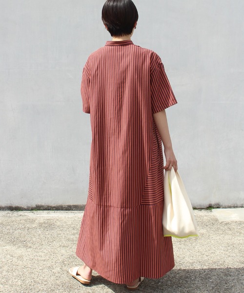 LAVEANGE（ラビアンジェ）の「ストライプ切替シャツワンピース（ワンピース・レディース・イエロー/ブラック/オレンジ・3L/LL/4L/M/L）」の18枚目の写真