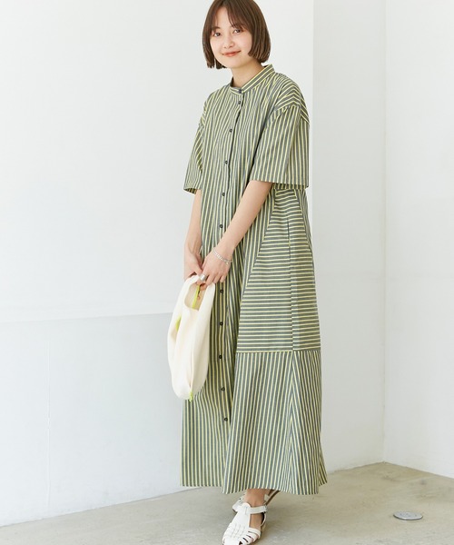 LAVEANGE（ラビアンジェ）の「ストライプ切替シャツワンピース（ワンピース・レディース・イエロー/ブラック/オレンジ・3L/LL/4L/M/L）」の22枚目の写真