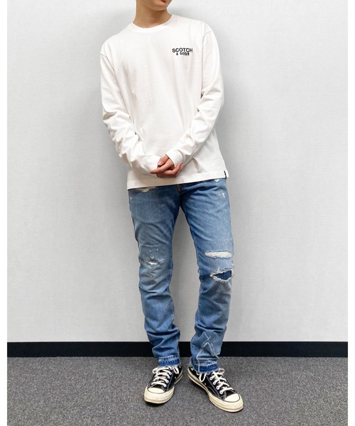 SCOTCH&SODA（スコッチアンドソーダ）の「グラフィック ロングスリーブTシャツ【166553】（Tシャツ/カットソー・メンズ・ホワイト/ブラック・MEDIUM/SMALL/LARGE）」の12枚目の写真