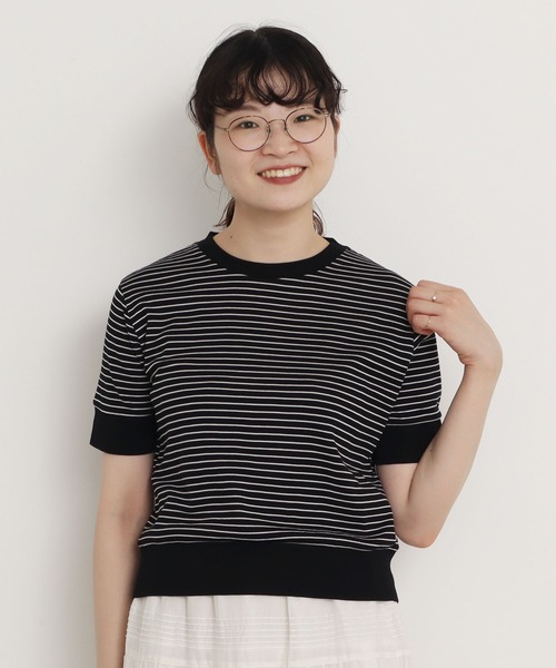 CHILD WOMAN（チャイルドウーマン）の「☆レンシルバイカラー半袖プルオーバー（Tシャツ/カットソー・レディース・ブラック/ネイビー/レッド/ブラック×ホワイト/レッド系その他/ブルー系その他2/レッド系その他2/ブラック系その他/アイボリー/ブラック系その他2/レッド系その他3/ブルー/レッド系その他4/ブラック系その他3・FREE）」の5枚目の写真