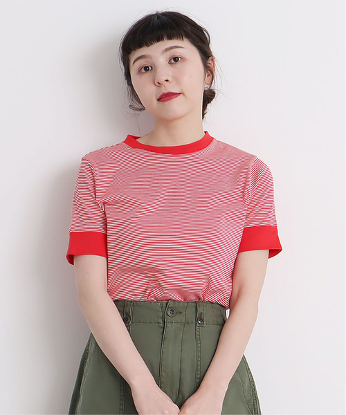 CHILD WOMAN（チャイルドウーマン）の「☆レンシルバイカラー半袖プルオーバー（Tシャツ/カットソー・レディース・ブラック/ネイビー/レッド/ブラック×ホワイト/レッド系その他/ブルー系その他2/レッド系その他2/ブラック系その他/アイボリー/ブラック系その他2/レッド系その他3/ブルー/レッド系その他4/ブラック系その他3・FREE）」の11枚目の写真