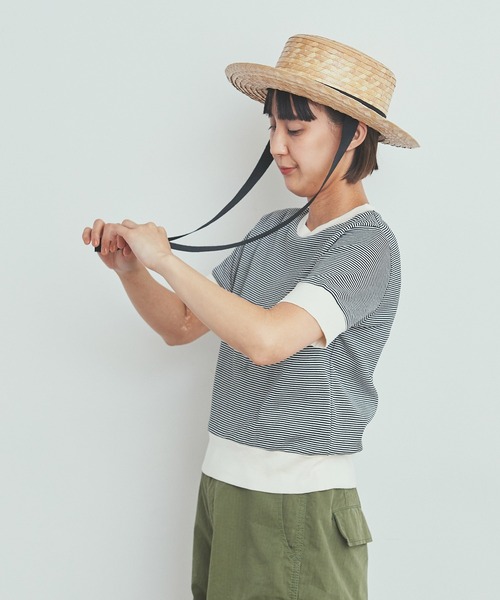 CHILD WOMAN（チャイルドウーマン）の「☆レンシルバイカラー半袖プルオーバー（Tシャツ/カットソー・レディース・ブラック/ネイビー/レッド/ブラック×ホワイト/レッド系その他/ブルー系その他2/レッド系その他2/ブラック系その他/アイボリー/ブラック系その他2/レッド系その他3/ブルー/レッド系その他4/ブラック系その他3・FREE）」の6枚目の写真