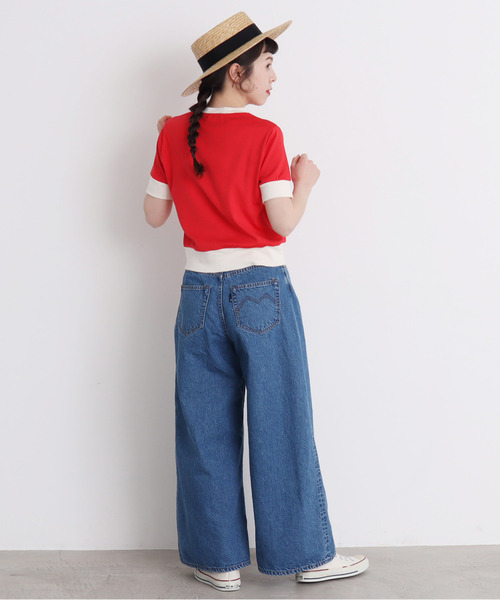 CHILD WOMAN（チャイルドウーマン）の「☆レンシルバイカラー半袖プルオーバー（Tシャツ/カットソー・レディース・ブラック/ネイビー/レッド/ブラック×ホワイト/レッド系その他/ブルー系その他2/レッド系その他2/ブラック系その他/アイボリー/ブラック系その他2/レッド系その他3/ブルー/レッド系その他4/ブラック系その他3・FREE）」の19枚目の写真