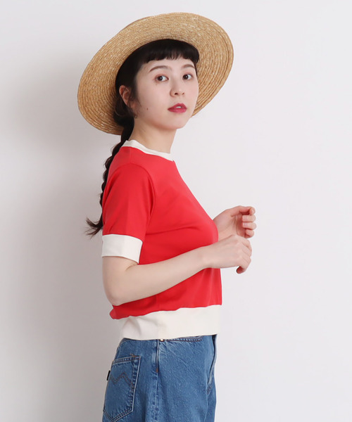 CHILD WOMAN（チャイルドウーマン）の「☆レンシルバイカラー半袖プルオーバー（Tシャツ/カットソー・レディース・ブラック/ネイビー/レッド/ブラック×ホワイト/レッド系その他/ブルー系その他2/レッド系その他2/ブラック系その他/アイボリー/ブラック系その他2/レッド系その他3/ブルー/レッド系その他4/ブラック系その他3・FREE）」の15枚目の写真