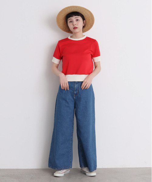CHILD WOMAN（チャイルドウーマン）の「☆レンシルバイカラー半袖プルオーバー（Tシャツ/カットソー・レディース・ブラック/ネイビー/レッド/ブラック×ホワイト/レッド系その他/ブルー系その他2/レッド系その他2/ブラック系その他/アイボリー/ブラック系その他2/レッド系その他3/ブルー/レッド系その他4/ブラック系その他3・FREE）」の20枚目の写真