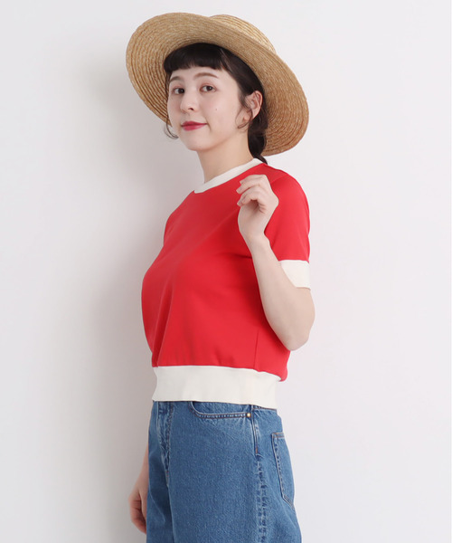 CHILD WOMAN（チャイルドウーマン）の「☆レンシルバイカラー半袖プルオーバー（Tシャツ/カットソー・レディース・ブラック/ネイビー/レッド/ブラック×ホワイト/レッド系その他/ブルー系その他2/レッド系その他2/ブラック系その他/アイボリー/ブラック系その他2/レッド系その他3/ブルー/レッド系その他4/ブラック系その他3・FREE）」の16枚目の写真