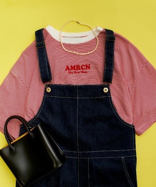 AMERICANA（アメリカーナ）の「[Americana×JEANS FACTORY/アメリカーナ×ジーンズファクトリー] 別注 ショート丈ワイドシルエット フロッキープリントTシャツ（Tシャツ/カットソー・レディース・ホワイト/ブラック/レッド・ONE SIZE）」の3枚目の写真