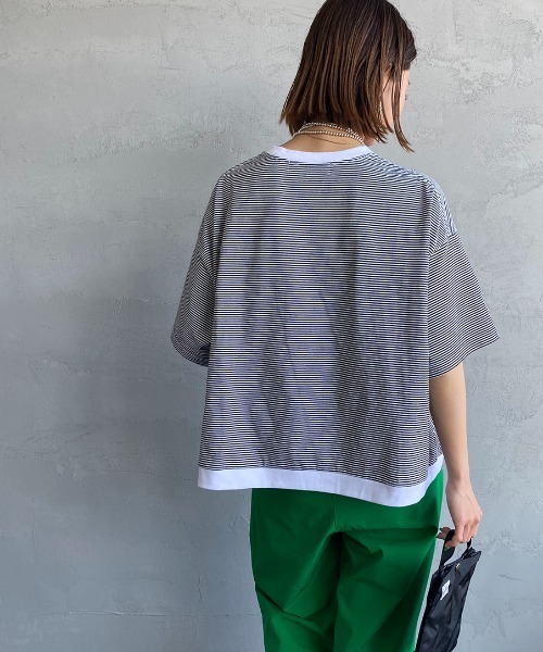 AMERICANA（アメリカーナ）の「[Americana×JEANS FACTORY/アメリカーナ×ジーンズファクトリー] 別注 ショート丈ワイドシルエット フロッキープリントTシャツ（Tシャツ/カットソー・レディース・ホワイト/ブラック/レッド・ONE SIZE）」の20枚目の写真