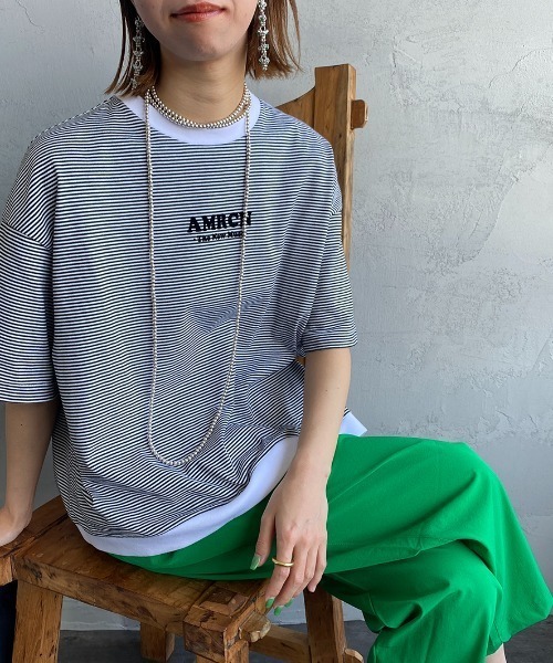 AMERICANA（アメリカーナ）の「[Americana×JEANS FACTORY/アメリカーナ×ジーンズファクトリー] 別注 ショート丈ワイドシルエット フロッキープリントTシャツ（Tシャツ/カットソー・レディース・ホワイト/ブラック/レッド・ONE SIZE）」の22枚目の写真