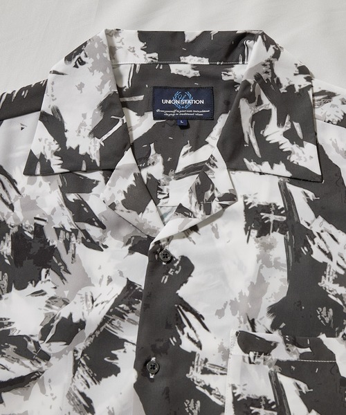 UNION STATION（ユニオンステーション）の「水彩柄総柄プリントオープンカラー半袖シャツ（シャツ/ブラウス・メンズ・ブルー系その他/ブラック系その他/ブラウン系その他・M/LL/L）」の14枚目の写真