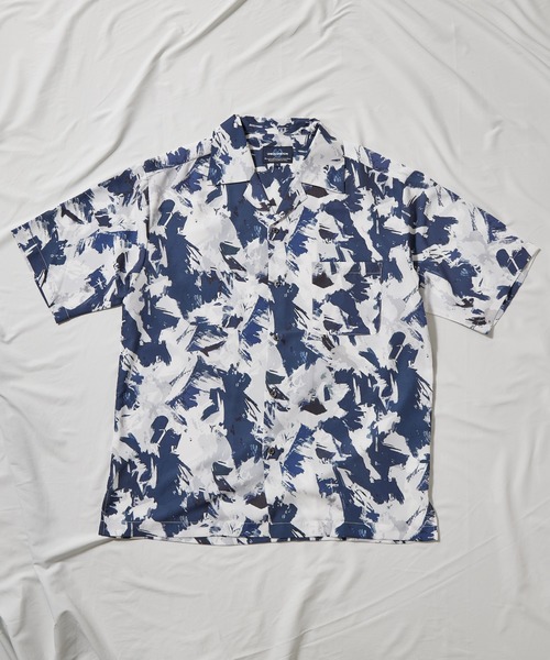 UNION STATION（ユニオンステーション）の「水彩柄総柄プリントオープンカラー半袖シャツ（シャツ/ブラウス・メンズ・ブルー系その他/ブラック系その他/ブラウン系その他・M/LL/L）」の20枚目の写真