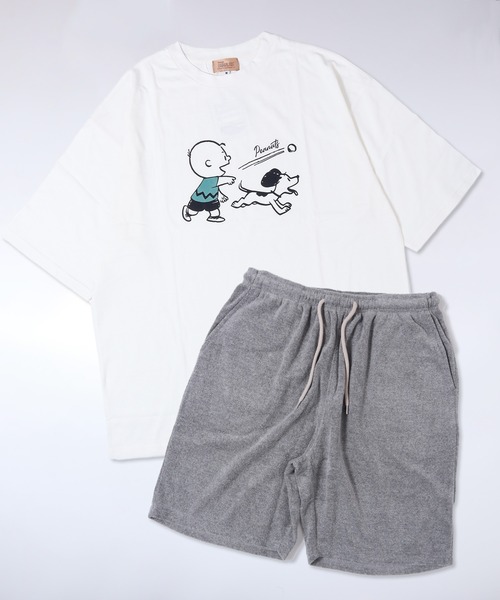 PEANUTS（ピーナッツ）の「【PEANUTS】セットアップ パイルポケットTシャツ / ショートパンツ（ルームウェア/パジャマ・レディース・ブラウン/ブラック/杢グレー/アイボリー/ブラウン系1/ホワイト系1/ブラック系1/グレー系1・MEDIUM/X-LARGE/LARGE）」の6枚目の写真