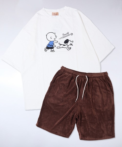 PEANUTS（ピーナッツ）の「【PEANUTS】セットアップ パイルポケットTシャツ / ショートパンツ（ルームウェア/パジャマ・レディース・ブラウン/ブラック/杢グレー/アイボリー/ブラウン系1/ホワイト系1/ブラック系1/グレー系1・MEDIUM/X-LARGE/LARGE）」の8枚目の写真