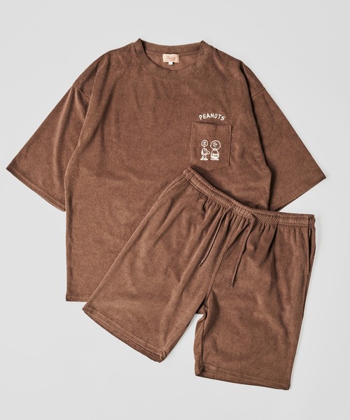 PEANUTS（ピーナッツ）の「【PEANUTS】セットアップ パイルポケットTシャツ / ショートパンツ（ルームウェア/パジャマ・レディース・ブラウン/ブラック/杢グレー/アイボリー/ブラウン系1/ホワイト系1/ブラック系1/グレー系1・MEDIUM/X-LARGE/LARGE）」の7枚目の写真