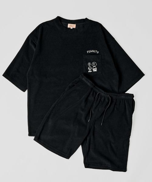 PEANUTS（ピーナッツ）の「【PEANUTS】セットアップ パイルポケットTシャツ / ショートパンツ（ルームウェア/パジャマ・レディース・ブラウン/ブラック/杢グレー/アイボリー/ブラウン系1/ホワイト系1/ブラック系1/グレー系1・MEDIUM/X-LARGE/LARGE）」の4枚目の写真