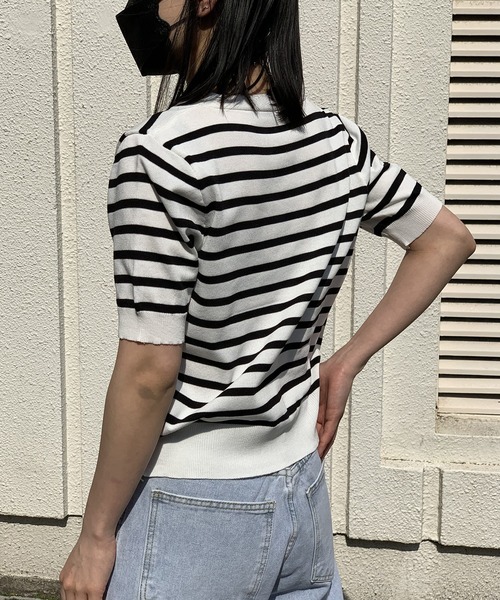 Jewelobe(ジュエローブ)の「ボーダーサマーニットカーディガン(カーディガン/ボレロ・レディース・ブラック/ベージュ/ホワイト・FREE)」の8枚目の写真