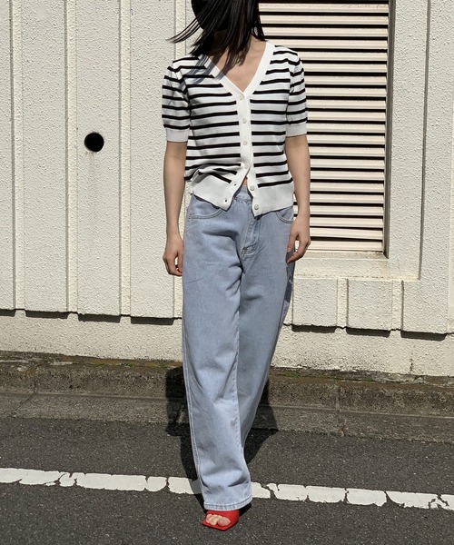 Jewelobe(ジュエローブ)の「ボーダーサマーニットカーディガン(カーディガン/ボレロ・レディース・ブラック/ベージュ/ホワイト・FREE)」の11枚目の写真