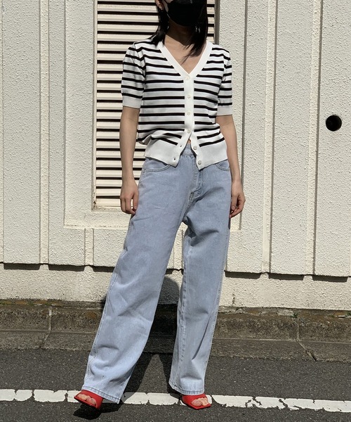 Jewelobe(ジュエローブ)の「ボーダーサマーニットカーディガン(カーディガン/ボレロ・レディース・ブラック/ベージュ/ホワイト・FREE)」の12枚目の写真