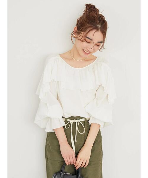 AMERICAN HOLIC(アメリカンホリック)の「キャンディースリーブフリルブラウス(シャツ/ブラウス・レディース・ブラウン/オフホワイト・M/L)」の15枚目の写真