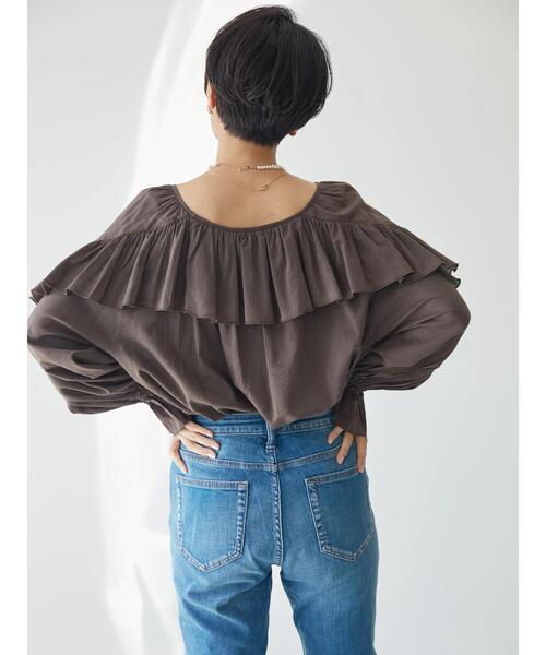 AMERICAN HOLIC(アメリカンホリック)の「キャンディースリーブフリルブラウス(シャツ/ブラウス・レディース・ブラウン/オフホワイト・M/L)」の5枚目の写真