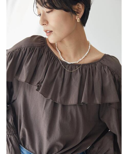 AMERICAN HOLIC(アメリカンホリック)の「キャンディースリーブフリルブラウス(シャツ/ブラウス・レディース・ブラウン/オフホワイト・M/L)」の7枚目の写真