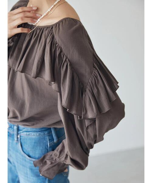 AMERICAN HOLIC(アメリカンホリック)の「キャンディースリーブフリルブラウス(シャツ/ブラウス・レディース・ブラウン/オフホワイト・M/L)」の8枚目の写真