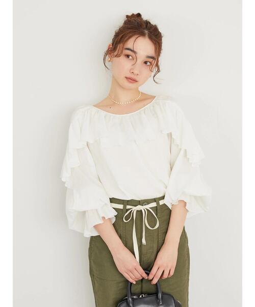 AMERICAN HOLIC(アメリカンホリック)の「キャンディースリーブフリルブラウス(シャツ/ブラウス・レディース・ブラウン/オフホワイト・M/L)」の13枚目の写真