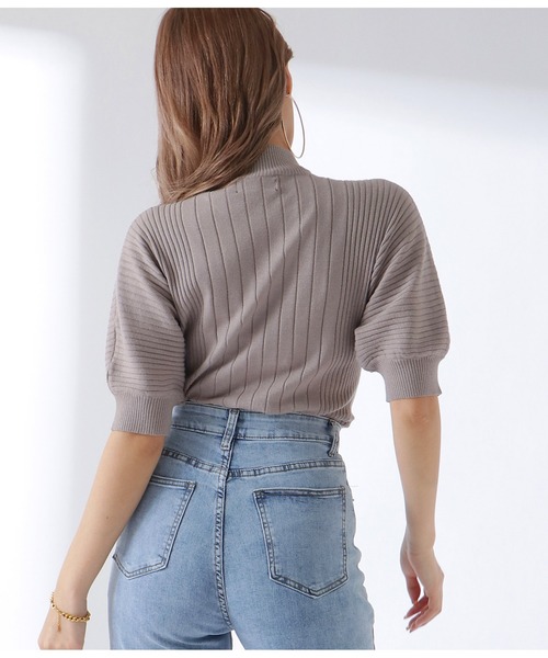 LATINA（ラティーナ）の「ショート丈ランダムリブドルマンスリーブトップスセーター（Tシャツ/カットソー・レディース・グリーン/ブラック/ベージュ・FREE）」の8枚目の写真