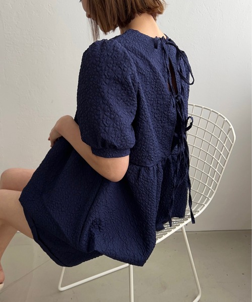 AMELY(エミリー)の「バッグリボンセットアップ(セットアップ・レディース・ホワイト/ネイビー/ブラック・M/L)」の14枚目の写真