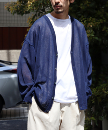 オープンワーク ニットカーディガン