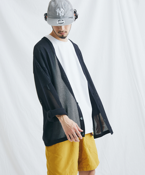 JOURNAL STANDARD（ジャーナルスタンダード）の「オープンワーク ニットカーディガン（カーディガン/ボレロ・メンズ・クリアブラック/ベージュ/グリーン/ネイビー・SMALL/MEDIUM/LARGE）」の11枚目の写真