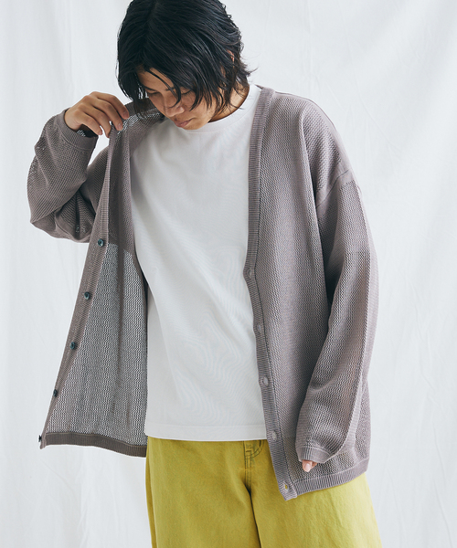 JOURNAL STANDARD（ジャーナルスタンダード）の「オープンワーク ニットカーディガン（カーディガン/ボレロ・メンズ・クリアブラック/ベージュ/グリーン/ネイビー・SMALL/MEDIUM/LARGE）」の15枚目の写真