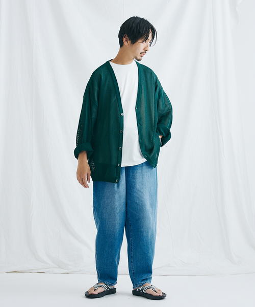 JOURNAL STANDARD（ジャーナルスタンダード）の「オープンワーク ニットカーディガン（カーディガン/ボレロ・メンズ・クリアブラック/ベージュ/グリーン/ネイビー・SMALL/MEDIUM/LARGE）」の18枚目の写真