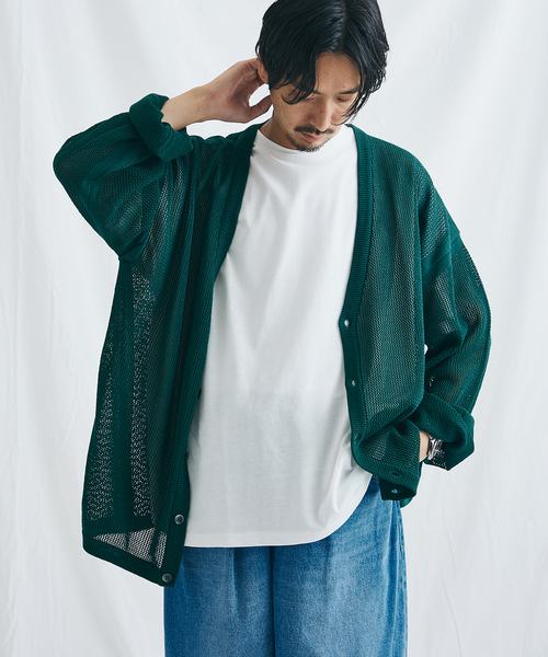 JOURNAL STANDARD（ジャーナルスタンダード）の「オープンワーク ニットカーディガン（カーディガン/ボレロ・メンズ・クリアブラック/ベージュ/グリーン/ネイビー・SMALL/MEDIUM/LARGE）」の21枚目の写真