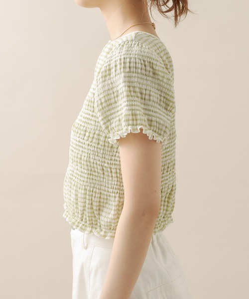 mystic（ミスティック）の「[mline] シャーリングミニTシャツ（Tシャツ/カットソー・レディース・オフホワイト/ブラック/ブラック系その他/グリーン・FREE）」の22枚目の写真