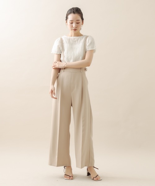 mystic（ミスティック）の「[mline] シャーリングミニTシャツ（Tシャツ/カットソー・レディース・オフホワイト/ブラック/ブラック系その他/グリーン・FREE）」の9枚目の写真